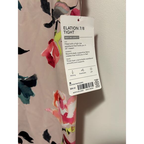 Athleta Elation 7/8 Painted Flower High Rise Leggings Size Small - Picture 6 of 11